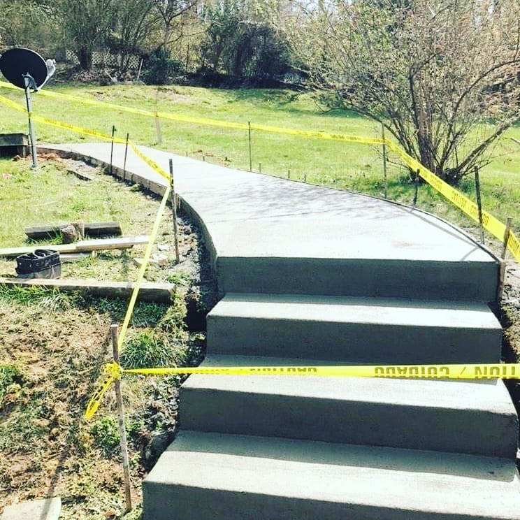 Stair and walkway pour
